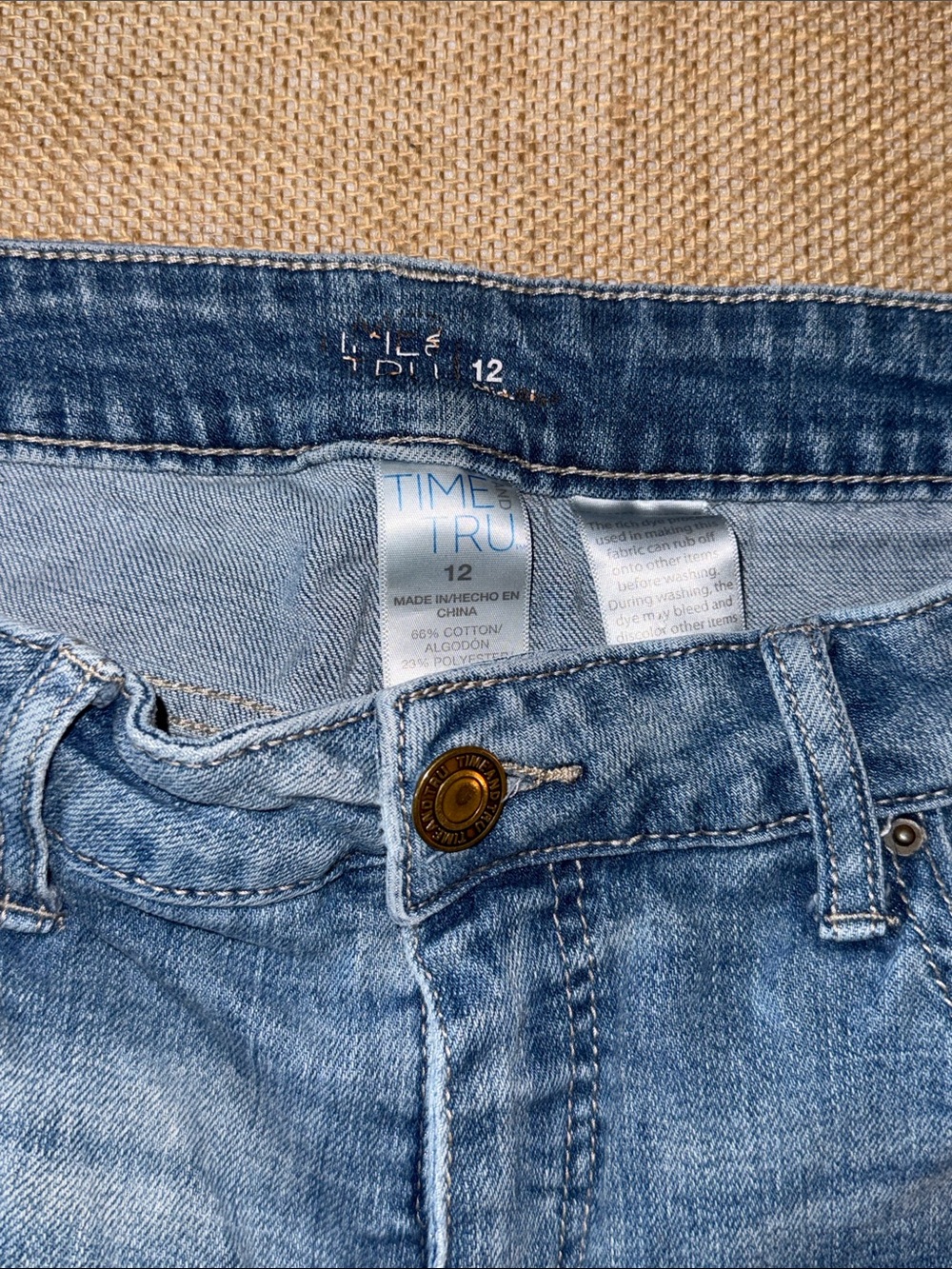 Time and Tru Light Blue Distressed Rolled Hem Jean Shorts - Picture 2 of 4